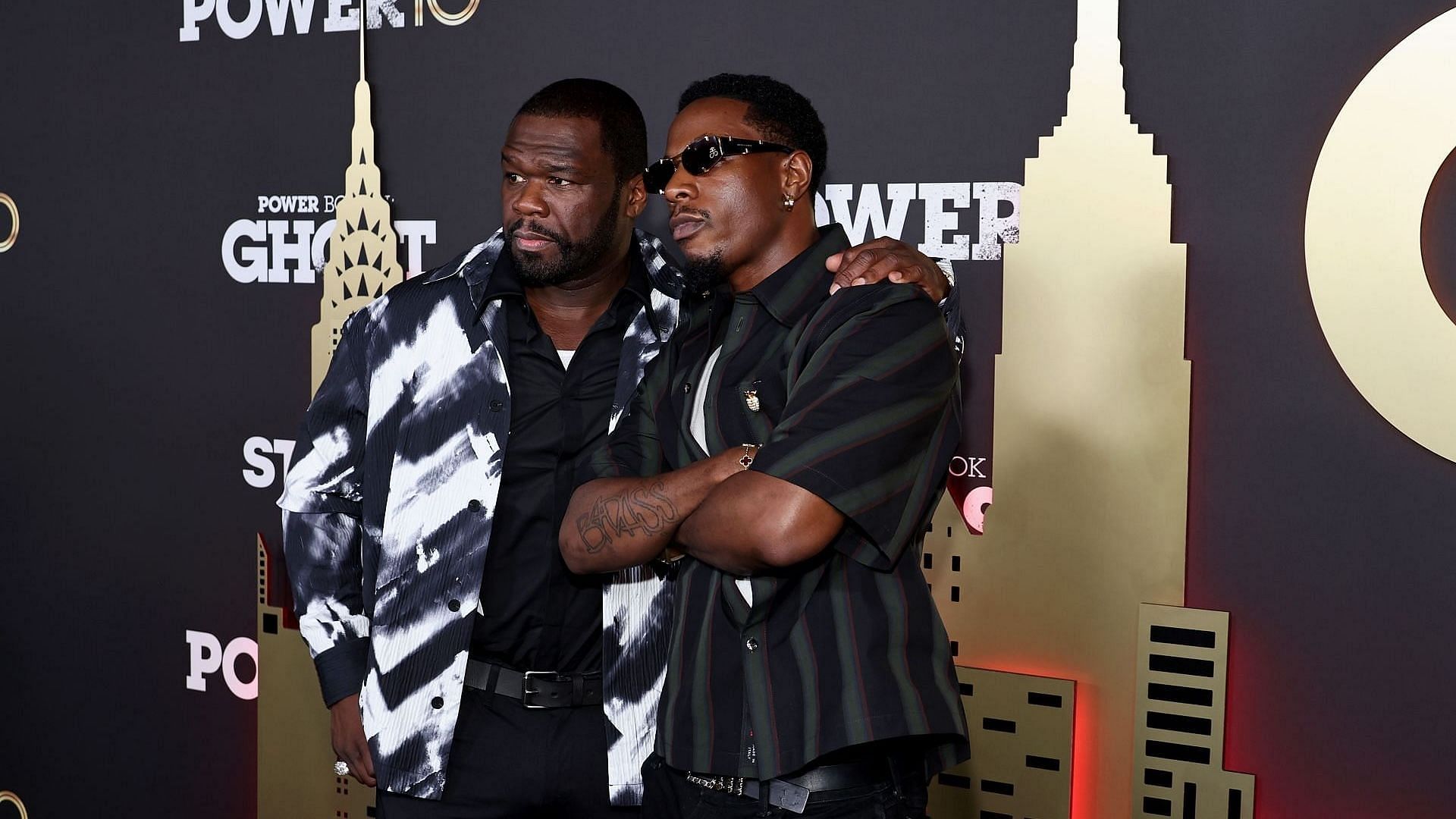 (L-R) Curtis "50 Cent" Jackson and Joey Bada$ attend the “Power Book II: Ghost” Season 4 New York City Premiere on June 06, 2024, in New York City. (Image via Getty/Jamie McCarthy)